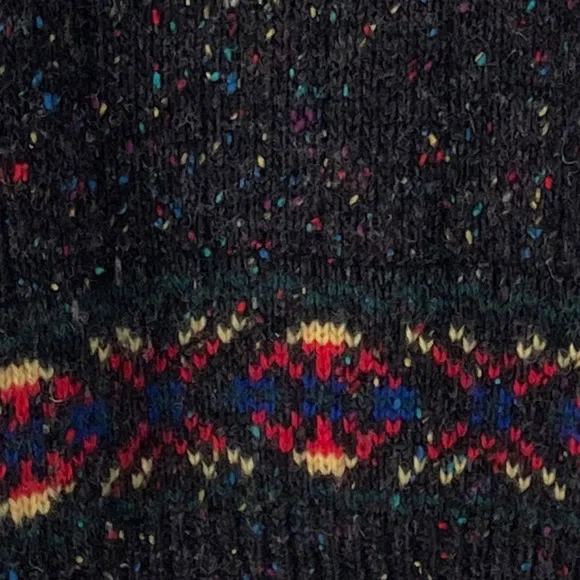 Woolrich sweater vintage hand knit wool black flecked men’s size M - Picture 5 of 6